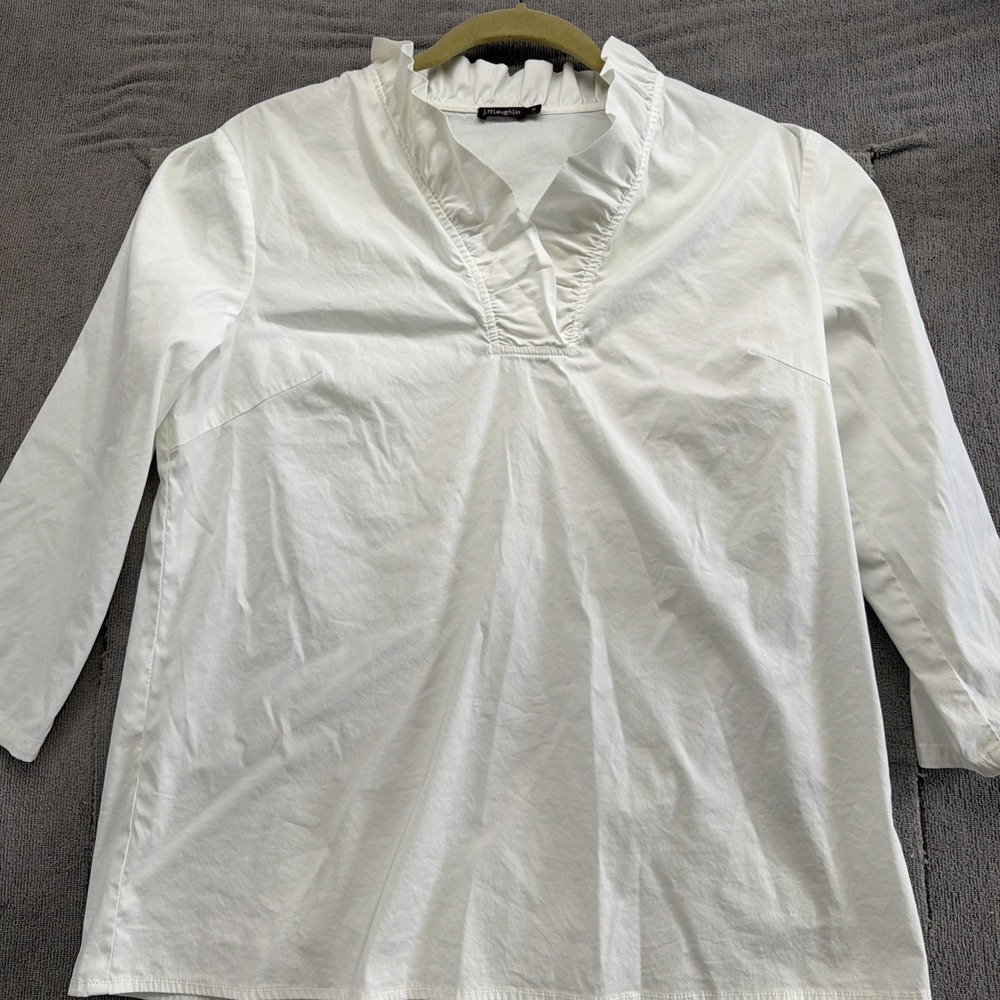 J.McLaughlin Durham Ruffle Top White Popover Blouse Women's M